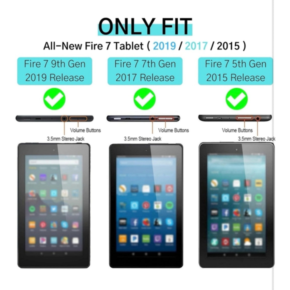 Pepkoo Tablet Case Green Blue Kids Stand Protective Cover for Amazon Fire 7 - Picture 2 of 8